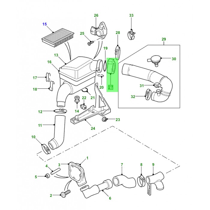 Sensore MAF Flusso D'Aria Di Massa Per Land Rover Discovery 3, 4 E Range Rover Sport 2.7