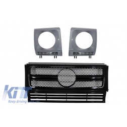 Assembly Grille with LED Headlights Covers suitable for Mercedes G-Class W463 (1990-2012) New G63 G65 Design Black