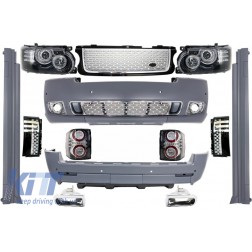 Kit carrozzeria completo di design per autobiografia di conversione adatto per Range ROVER Vogue (L322) (2002-2009) retrofit su Facelift Black / Silver Grille Edition2010 +