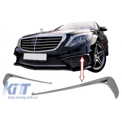 Front Bumper Splitters Fins suitable for MERCEDES W222 S-Class S65 Design (2013-up) Chrome Edition
