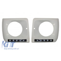 Headlights Covers WHITE with LED DRL Daytime Running Lights suitable for Mercedes G-Class W463 (1989-2012) G65 Design