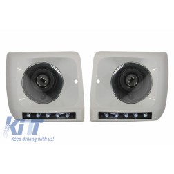 Assembly suitable for Mercedes W463 G-Class (1989-2012) LED DRL White Covers with Headlights Black Bi-Xenon Look
