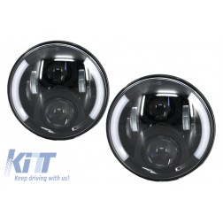 7 Inch CREE LED Headlights Jeep Wrangler JK Mercedes Benz G-Class W463 suitable for Land ROVER Defender Half Halo Black