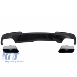 Double Outlet Air Diffuser Brilliant Black Edition with Exhaust Muffler Tips Sport M-Tech 550i Design suitable for BMW F10 F11 2011-2017