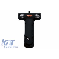 Emergency hammer with belt cutter, color: black