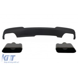 Double Outlet Air Diffuser with Black Exhaust Muffler Tips Sport M-Tech 550i Design suitable for BMW F10 F11 2011-2017