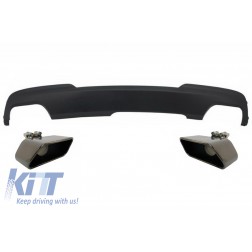 Double Outlet Air Diffuser with Black Exhaust Muffler Tips Sport M-Teck 550i V8 LCI Square suitable for BMW F10 F11 2011-2017