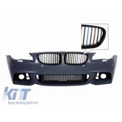Front Bumper M-Technik Design Without Fog Lamps with Central Grilles 3 Colors M-Power suitable for BMW 5 Series F10 F11 LCI 2015+