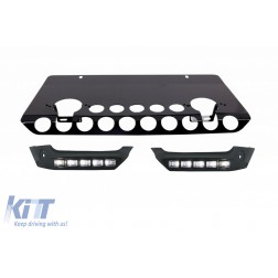 Front Bumper Spoiler LED DRL Extension Skid Plate Off Road Package Under Run Protection suitable for MERCEDES G-class W463 (89-17) Shiny Black Edition