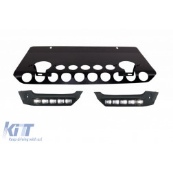Front Bumper Skid Plate Off Road Package Under Run Protection Front Bumper Spoiler LED DRL Extension suitable for MERCEDES Benz G-class W463 (1989-2017) A-Design Matte Black Edition