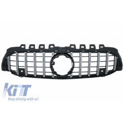 Central Grille suitable for Mercedes A-Class W177 Hatchback / V177 Sedan (04.2018-) GT-R Panamericana Design Black / Chrome
