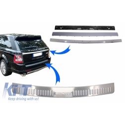 KIT Rear Bumper Protector Foot Plate and Trunk Tailgate Suitable for Range ROVER Sport L320 (2005-2011) Chrome Autobiography Look