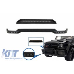 Front Bumper Spoiler LED DRL Extension and Upper Spoiler Lip suitable for Mercedes G-Class W463 (1989-2017) Black