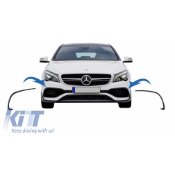 Front Bumper Flaps Side Fins Flics suitable for Mercedes CLA W117 C117 X117 (2016-2018) with Sport Bumper Piano Black Edition