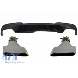 Double Outlet Air Diffuser Brilliant Black Edition with Exhaust Muffler Tips Sport M-Teck 550i V8 LCI Square suitable for BMW F10 F11 2011-2017