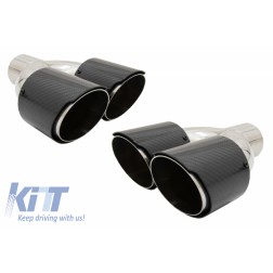 Carbon Fiber Exhaust Muffler Tips Polished Look Inlet 6.1cm