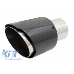 Carbon Fiber Exhaust Muffler Tips Polished Look Inlet 6.1cm