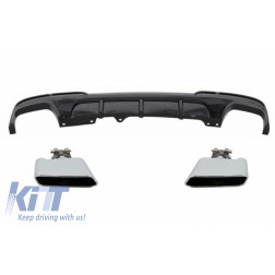 Double Outlet Air Diffuser suitable for BMW 5 Series F10 F11 (2011-2017) with Exhaust Muffler Tips M-Performance Design Piano Black