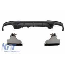 Double Outlet Air Diffuser suitable for BMW 5 Series F10 F11 (2011-2017) with Exhaust Muffler Tips M-Performance Design Piano Black