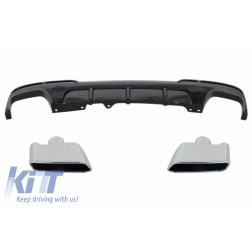 Double Outlet Air Diffuser suitable for BMW 5 Series F10 F11 (2011-2017) with Exhaust Muffler Tips M-Performance Design Piano Black