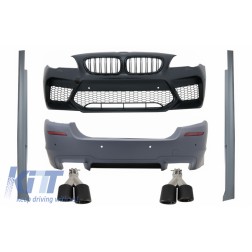 Body Kit suitable for BMW 5 Series F10 (2011-2017) Bumper with Side Skirts and Dual Twin Exhaust Muffler Tips Carbon Fiber M5 Design