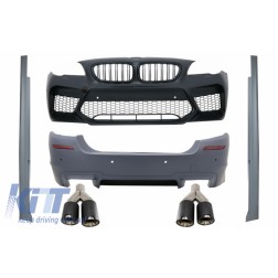 Body Kit suitable for BMW 5 Series F10 (2011-2017) Bumper with Side Skirts and Dual Twin Exhaust Muffler Tips Carbon Fiber M5 Design