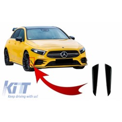 Front Bumper Flaps Side Fins Flaps suitable for MERCEDES A-Class W177 V177 (04.2018-up) A35 Design Black Edition