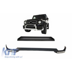 Front Bumper Spoiler LED DRL Extension and Upper Spoiler Lip suitable for Mercedes G-Class W463 (1989-2017)
