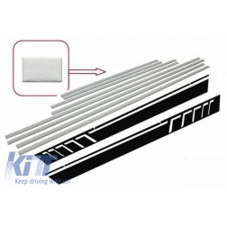 Add On Door Moldings Stripes Brushed Aluminum with Side Decals Sticker Vinyl Black suitable for Mercedes G-Class W463 (1989-2017)