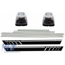 Add On Door Moldings Stripes Brushed Aluminum with Side Decals Sticker Vinyl Black and Turning Lights suitable for Mercedes G-Class W463 (1989-2015)