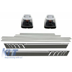 Add On Door Moldings Strips Brushed Aluminum with Side Decals Sticker Vinyl Dark Grey and Turning Lights suitable for MERCEDES G-class W463 (1989-2015)