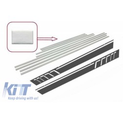 Add On Door Moldings Strips Brushed Aluminum with Side Decals Sticker Vinyl Dark Grey suitable for MERCEDES G-class W463 (1989-2015)
