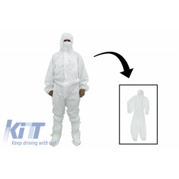 Coverall Overall Dustproof Workwear Jumpsuit Cotton and Polyethylene with Hood Washable size L, Waterproof, Washable