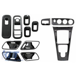 Inner Car Window Glass Switch Button Cover with Door Cover Handle Bowl and Console Dashboard and Car Headlight Frame suitable for Mercedes A W177 V177 (2018+) Carbon Film