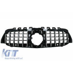 Central Grille suitable for Mercedes A-Class W177 Hatchback V177 Sedan (04.2018-up) GT-R Panamericana Design Black / Chrome