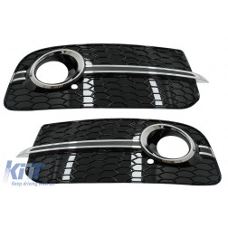 Fog Lamp Covers Side Grilles suitable for Audi Q5 SUV 8R Facelift (2012-2016) RS Design Black&Chrome