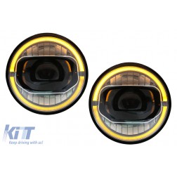 7 Inch CREE LED Headlights DRL Angel Eye Amber suitable for JEEP Wrangler JK (2007-2017) conversion to 2018 model