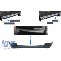 Dynamic Front Bumper Lower Lip Spoiler suitable for Land Rover Freelander 2 L359 Facelift (2011-2014) and Car Front/Rear Side Skirts Door Panels Left & Right