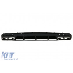 Rear Bumper Diffuser suitable for Mercedes C217 Coupe S-Class (2014-up) S63 Sport Design Chrome Tips