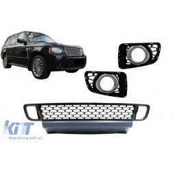 Front Bumper Lower Grille with Fog Lamp Covers suitable for Land Range Rover Vogue III L322 (2010-2012) Autobiography Design Black