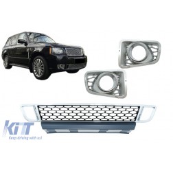 Front Bumper Lower Grille with Fog Lamp Covers suitable for Land Range Rover Vogue III L322 (2010-2012) Autobiography Design Chrome