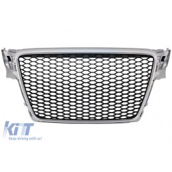 Badgeless Front Grille suitable for AUDI A4 B8 (2007-2012) Limousine Avant RS Design Silver