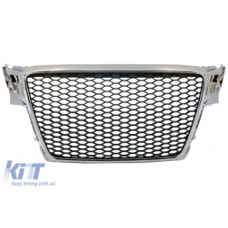 Badgeless Front Grille suitable for AUDI A4 B8 (2007-2012) RS Design Chrome