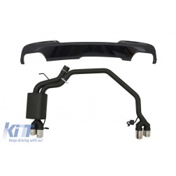 Diffuser Piano Black with Exhaust System Twin Double Exhaust Pipes suitable for BMW 5 Series F10 (2011-2016) 102-433/70RS