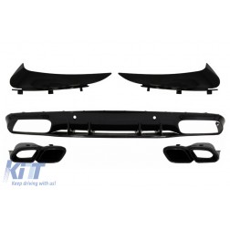 Bumper Valance Diffuser with Rear Bumper Flaps suitable for MERCEDES C-Class C205 A205 Coupe Cabriolet (2014-2019) Facelift C63S Design All Black