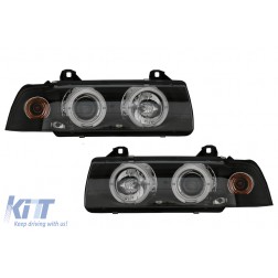 Headlights suitable for BMW E36 (1990-1999) Angel Eyes Black