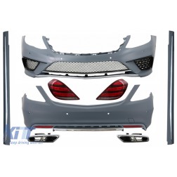 Body Kit with Full LED Taillights and Exhaust Muffler Tips Chrome suitable for Mercedes S-Class W222 (2013-06.2017) S63 Design