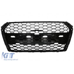 Badgeless Front Grille suitable for Audi A4 B9 8W (2016-2018) Sedan Avant RS Design Piano Black