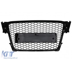 Badgeless Front Grille suitable for Audi A4 B8 (2007-2012) RS Design Piano Black
