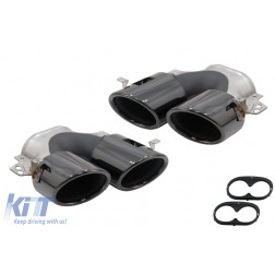 Exhaust Muffler Tips suitable for Mercedes A-Class W177 CLA II X118 C118 GLA SUV H247 GLB SUV X247 35 AMG / 45 AMG (2018-) 45S Design Black